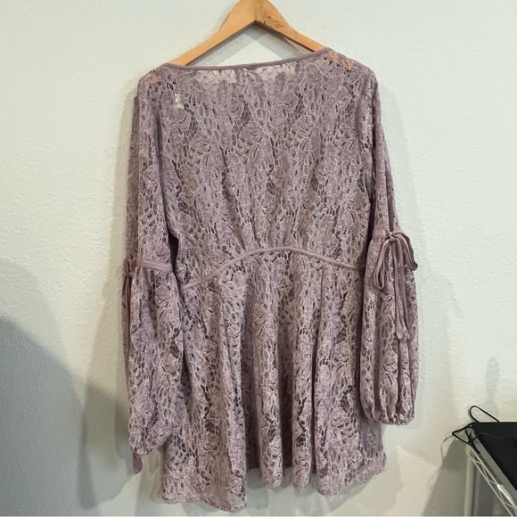 Free People lavender mauve size large lace tunic dress no slip - Picture 6 of 10